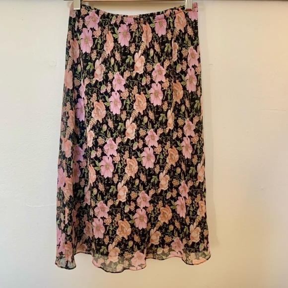 Vintage Dresses & Skirts - Chadwick's—Vintage Y2K Floral Silk Baby Hem Ruffle Skirt (Size 8)